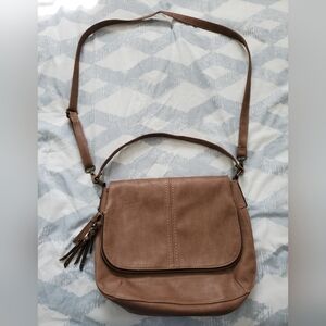 Elegant Brown Faux Leather Shoulder Bag